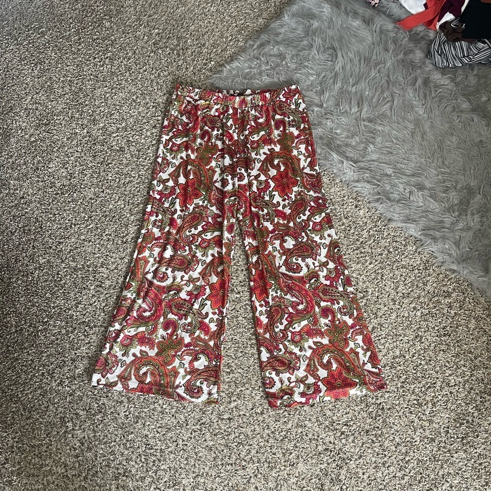 New Directions Colorful Paisley Wide-Leg Pants